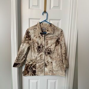 Chico’s shirt jacket. Zip up. Cinched waist